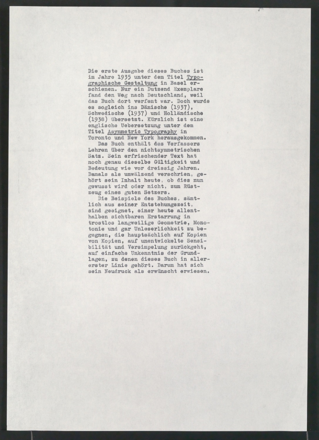 Arbeitsmaterial für Asymmetric Typography und Die unsymmetrische Satzweise — Blatt 11