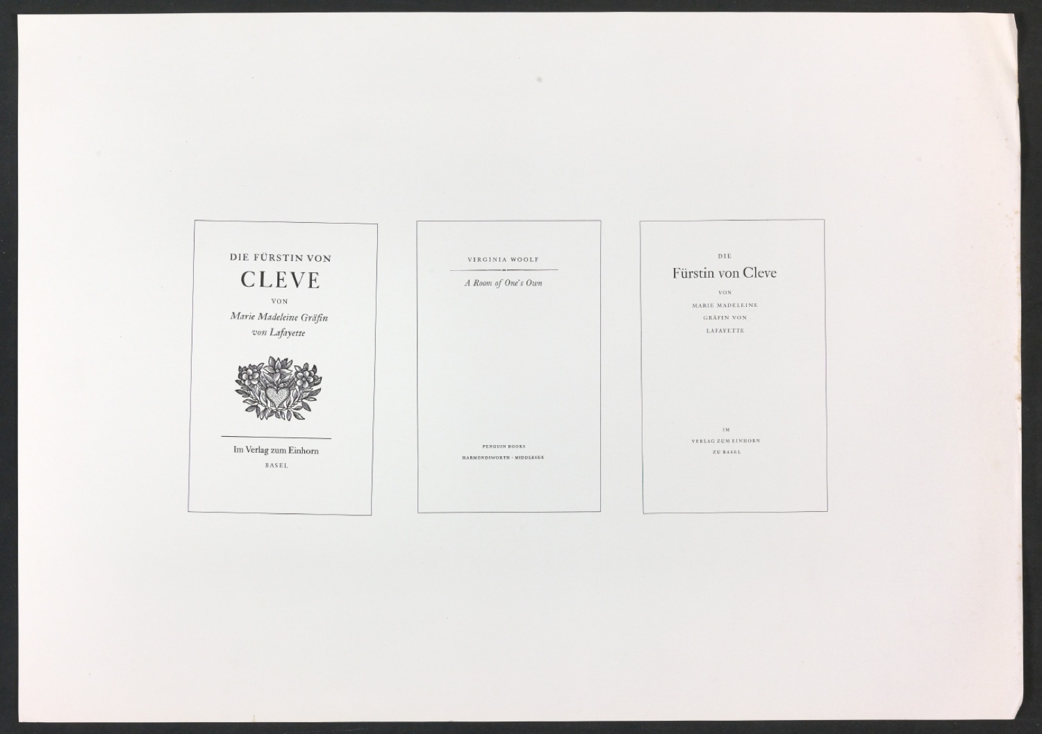 Klischeeabzüge der Illustrationen für Ausgewählte Aufsätze über Fragen der Gestalt des Buches und der Typographie — Blatt 13