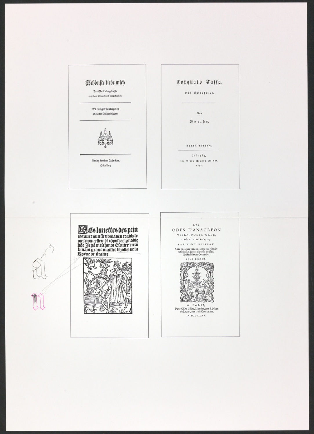 Korrigierte Klischeeabzüge der Illustrationen für Ausgewählte Aufsätze über Fragen der Gestalt des Buches und der Typographie — Blatt 3