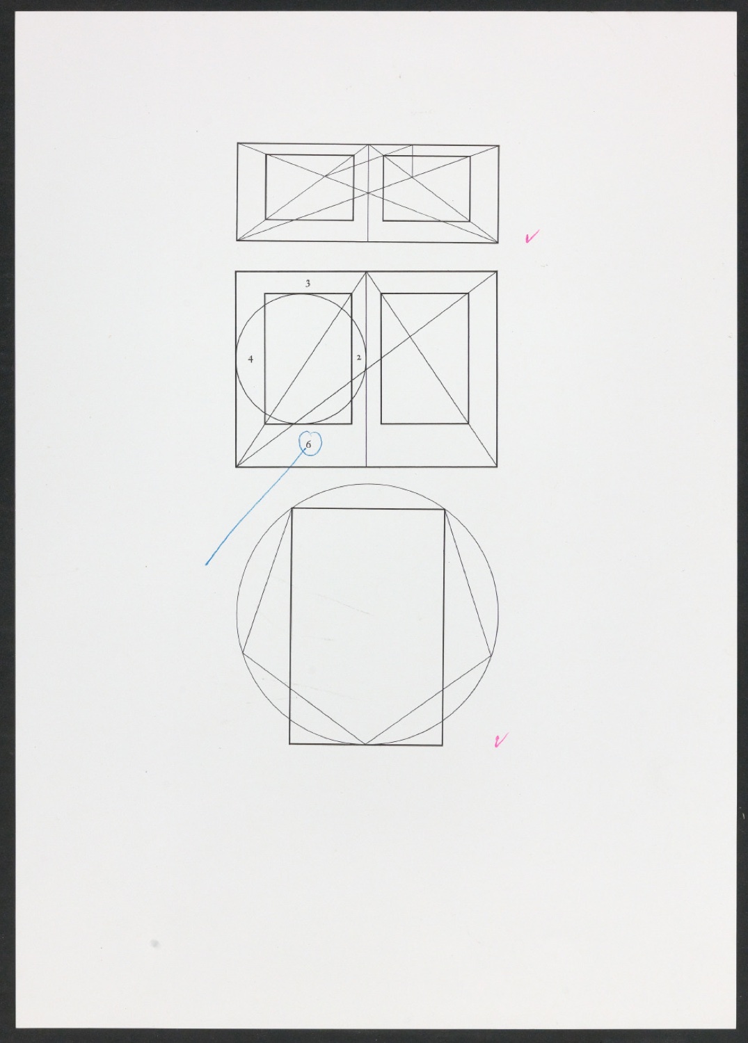 Korrigierte Klischeeabzüge der Illustrationen für Ausgewählte Aufsätze über Fragen der Gestalt des Buches und der Typographie — Blatt 7