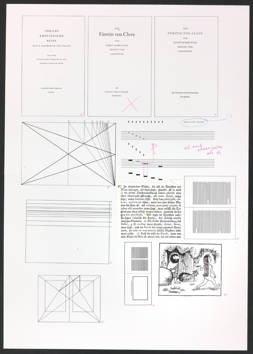 Korrigierte Klischeeabzüge der Illustrationen für Ausgewählte Aufsätze über Fragen der Gestalt des Buches und der Typographie — Blatt 15