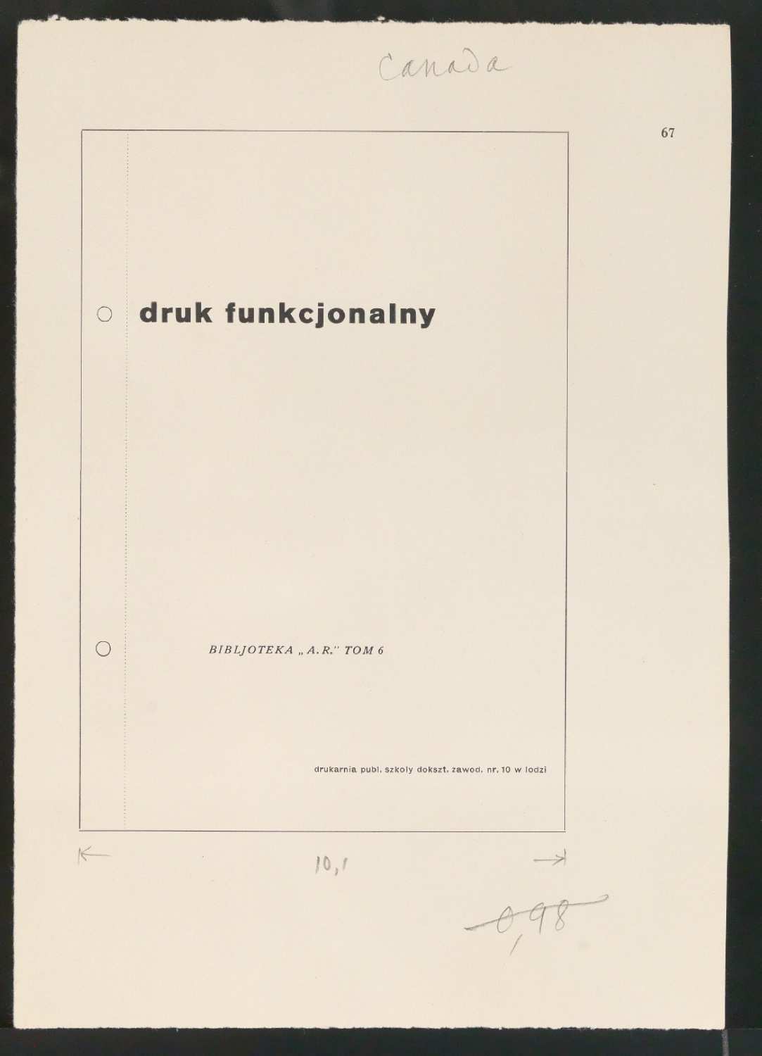 Konvolut Arbeitsmaterial zu Asymmetric Typography — Blatt 19