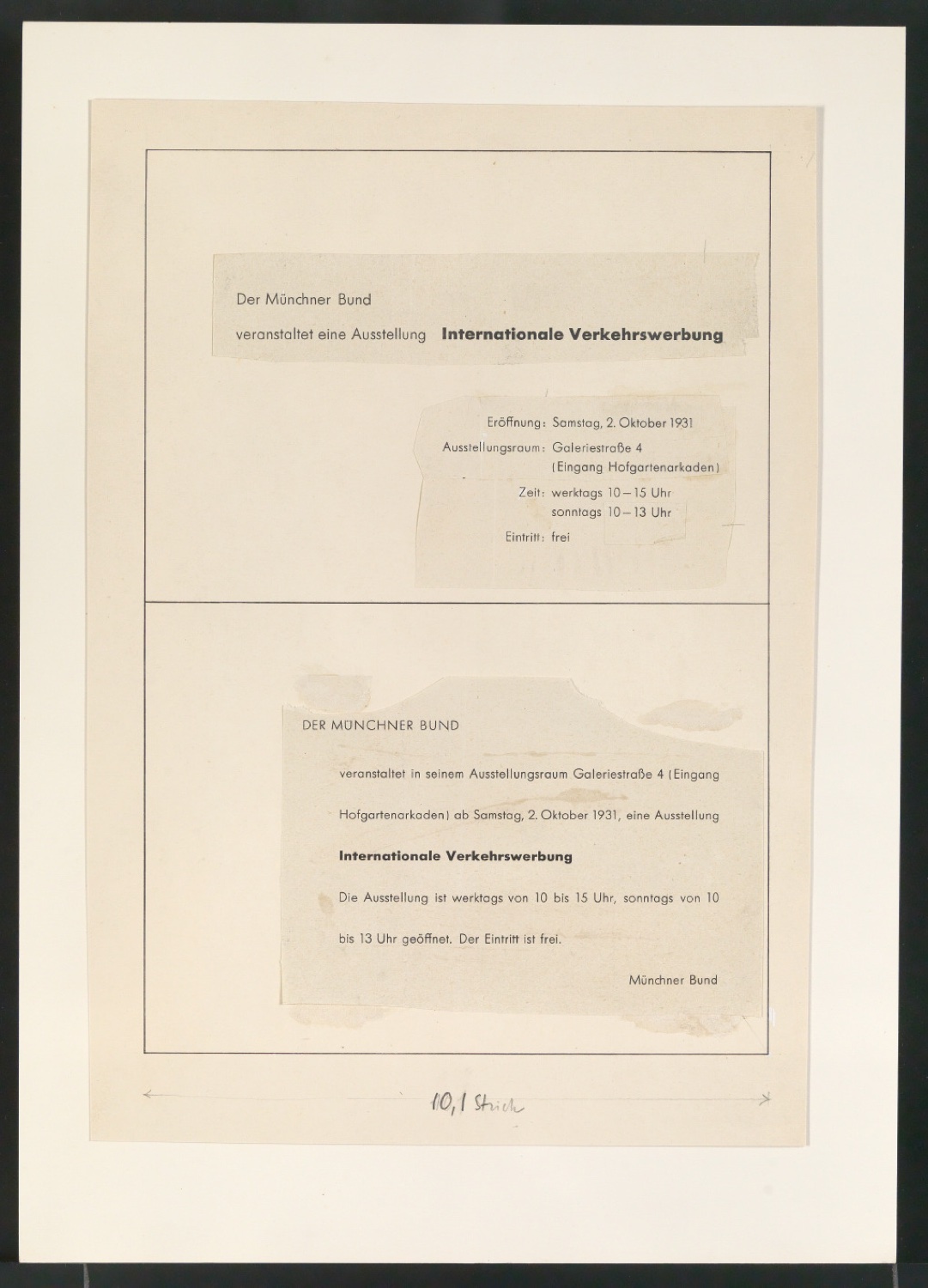 Konvolut Arbeitsmaterial zu Asymmetric Typography — Blatt 25