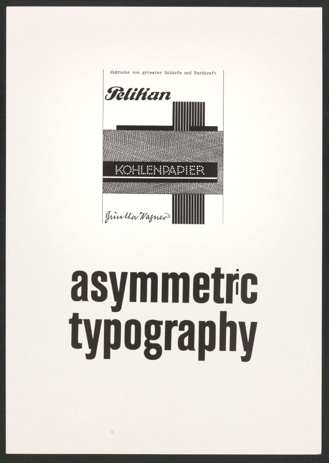 Klebeentwurf und Probedruck für den Schutzumschlag von Asymmetric Typography — Blatt 1