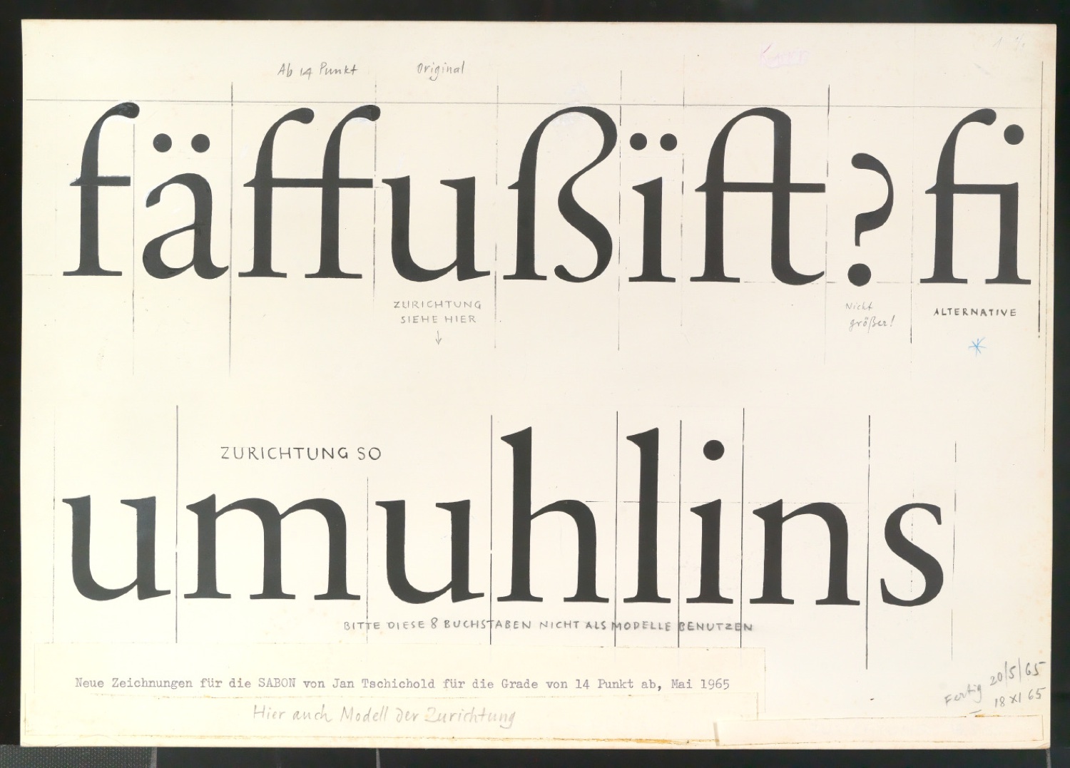 Klebeentwürfe für Sabon — Blatt 11