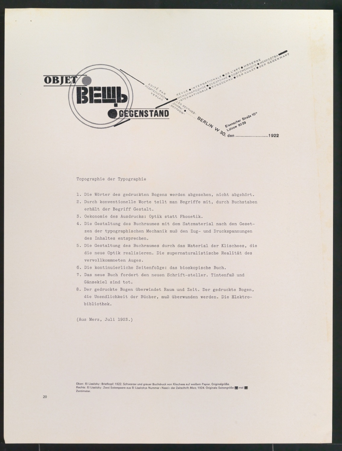 Klischeeabzüge, Probedrucke und Vorarbeiten für verschiedene Artikel und Abbildungen über El Lissitzky — Blatt 19