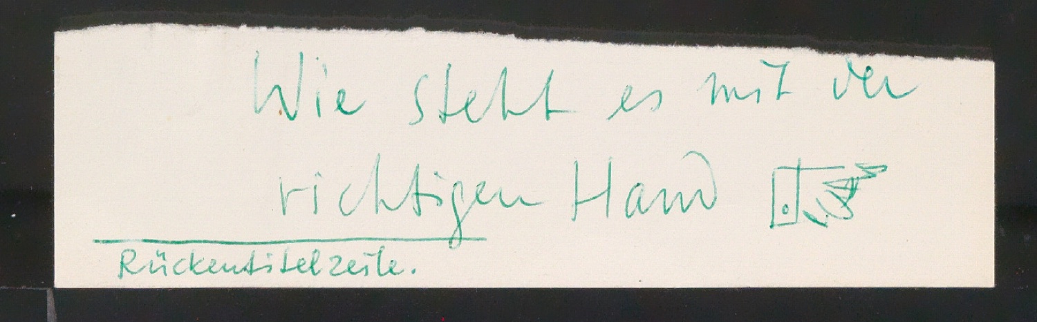 Notizen und Probedrucke von Titelzeile für Über Buchkunst und Typographie — Blatt 5