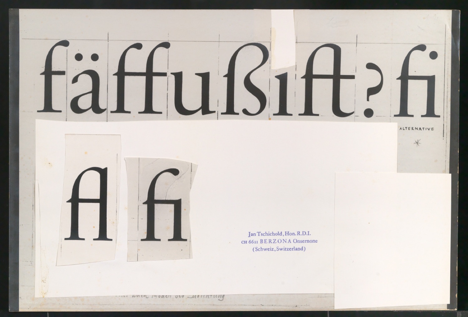 Fotokopien von Sabon-Entwürfen und Klebeentwürfe mit montierten Ausschnitten aus Fotokopien von Sabon-Entwürfen — Blatt 3