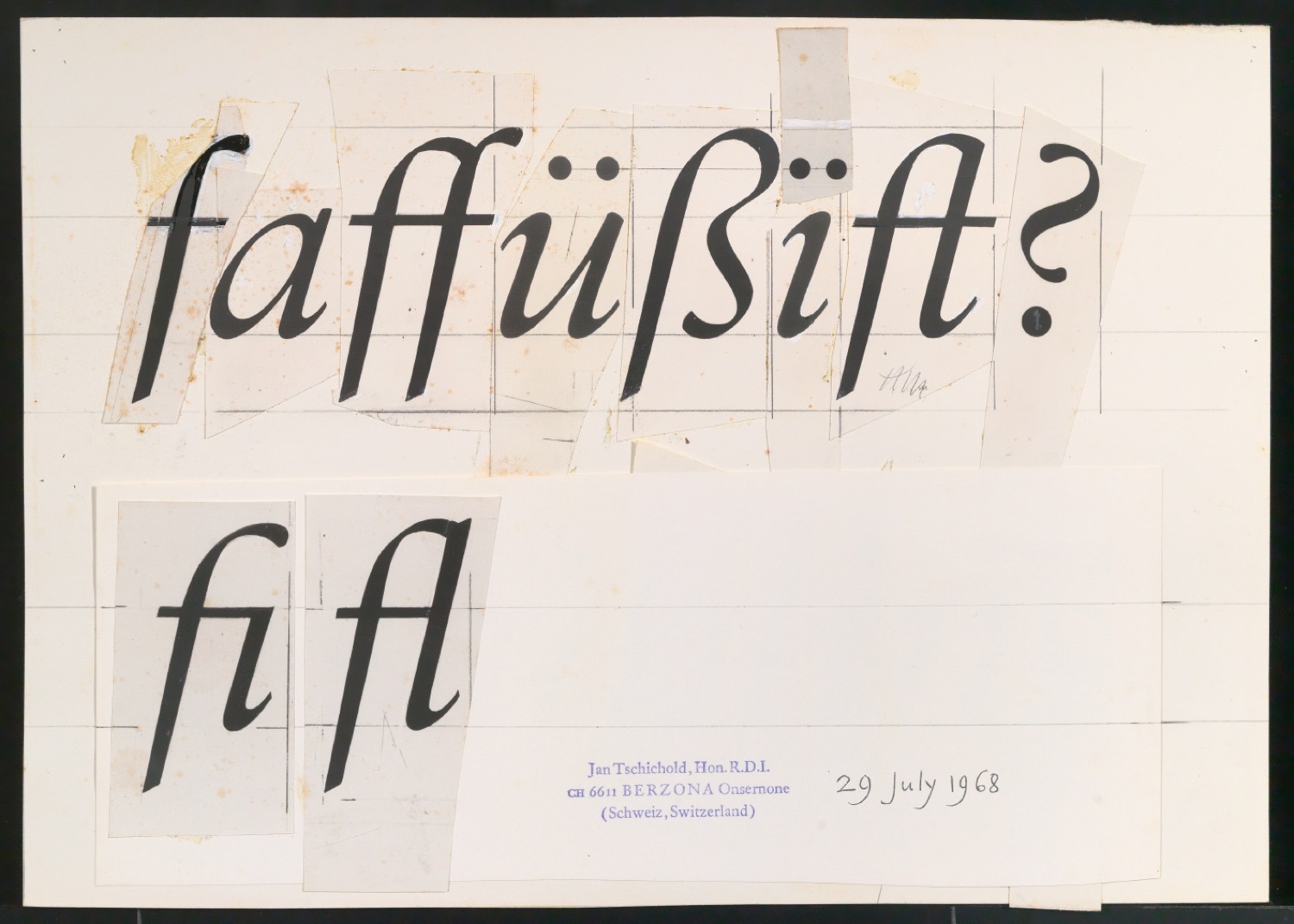 Fotokopien von Sabon-Entwürfen und Klebeentwürfe mit montierten Ausschnitten aus Fotokopien von Sabon-Entwürfen — Blatt 5