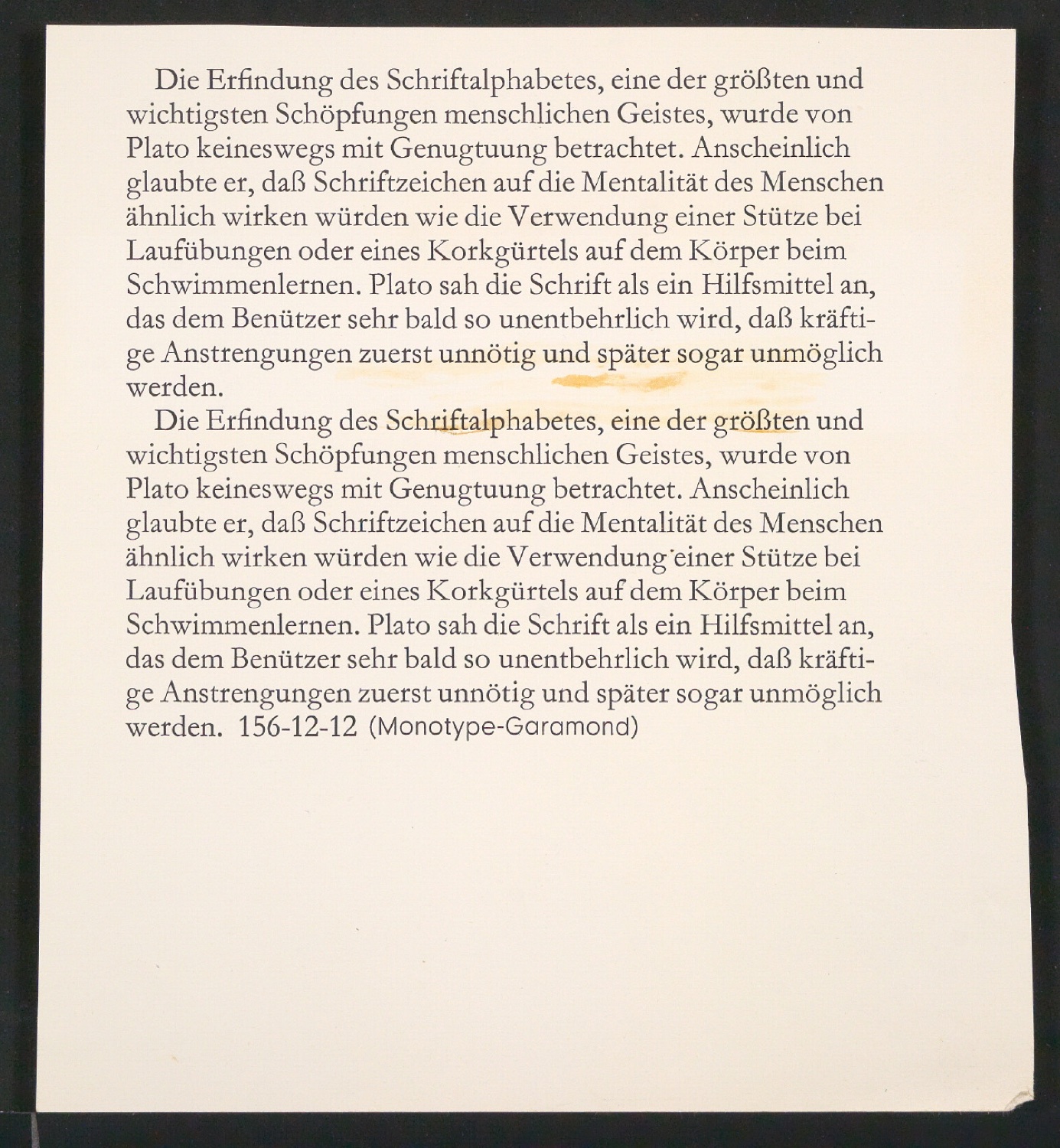 Fotokopien von Sabon-Entwürfen, Probedrucke der Sabon und Reproduktionen von Garamonds Gros Canon Romain — Blatt 19