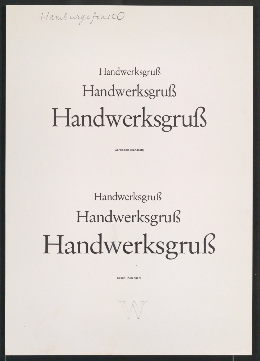 Fotokopien von Sabon-Entwürfen, Probedrucke der Sabon und Reproduktionen von Garamonds Gros Canon Romain — Blatt 25
