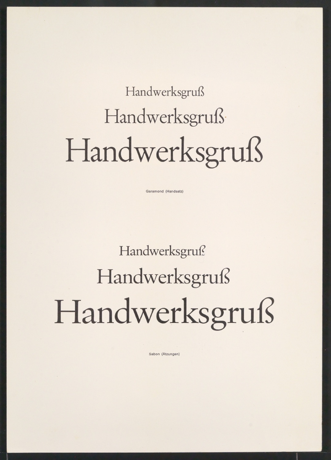 Fotokopien von Sabon-Entwürfen, Probedrucke der Sabon und Reproduktionen von Garamonds Gros Canon Romain — Blatt 27