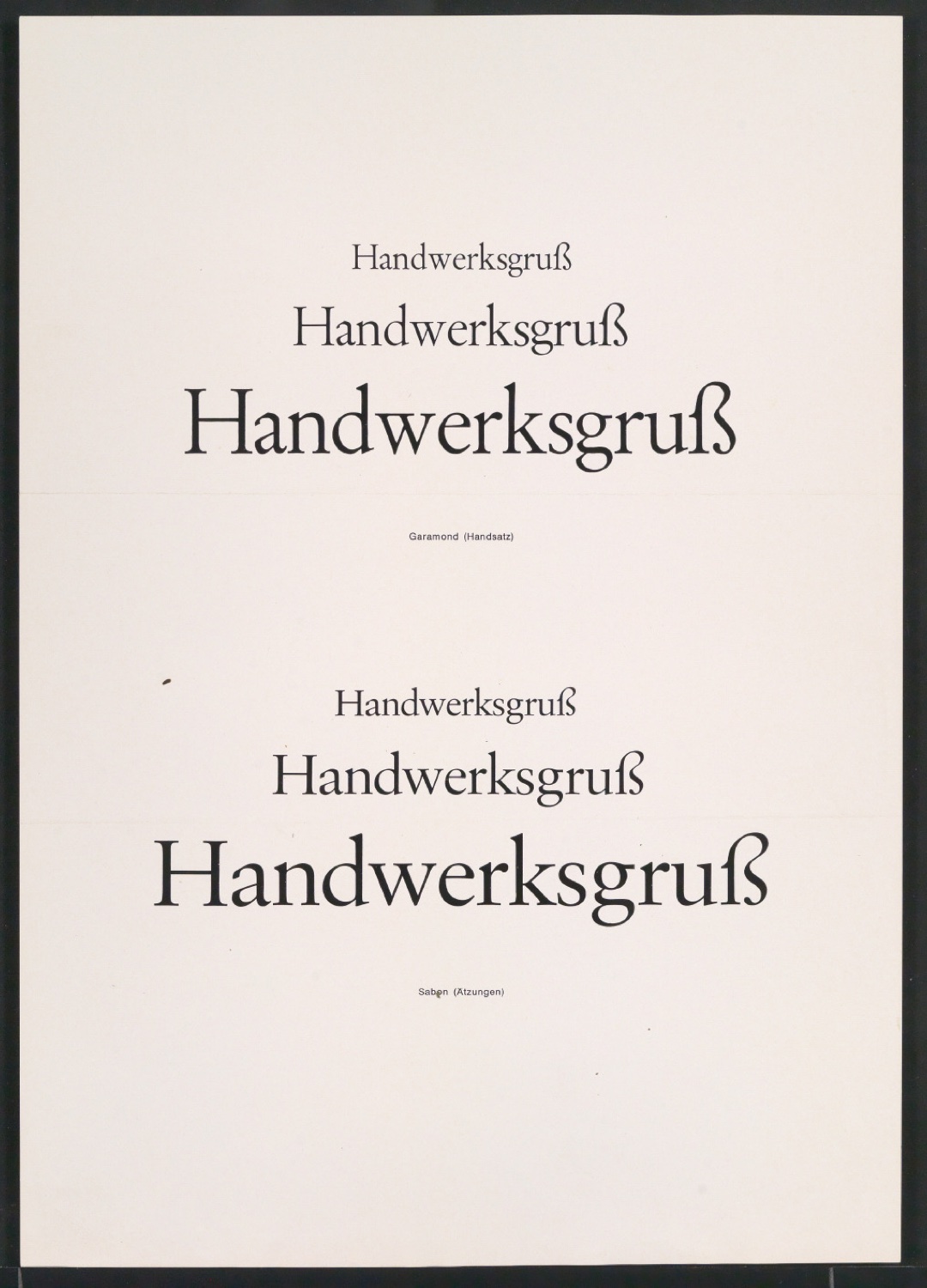 Fotokopien von Sabon-Entwürfen, Probedrucke der Sabon und Reproduktionen von Garamonds Gros Canon Romain — Blatt 29