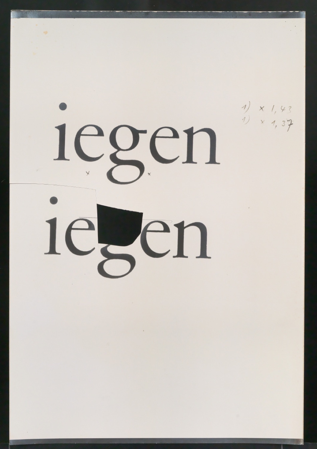 Fotokopien von Sabon-Entwürfen, Skizzen und korrigierte Ausschnitte aus Reproduktionen der Sabon — Blatt 9
