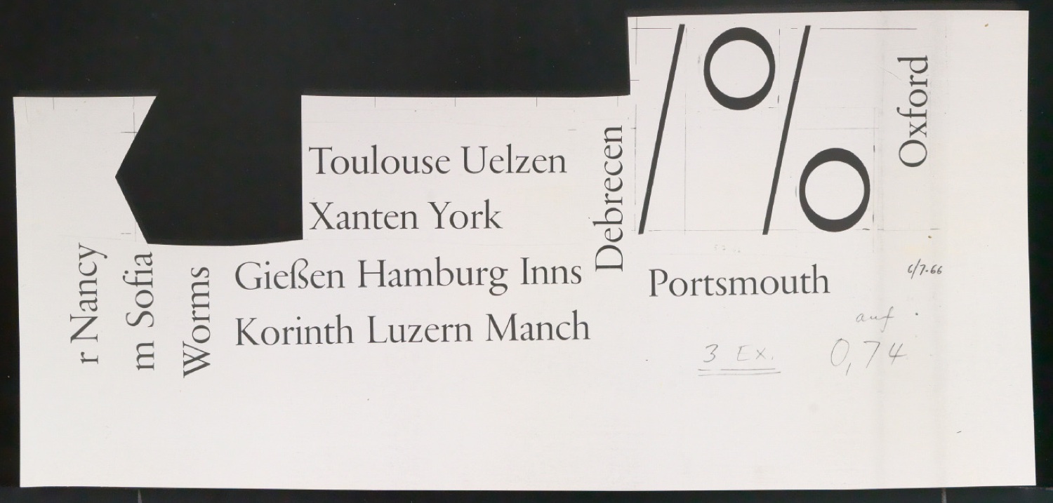 Fotokopien von Sabon-Entwürfen, Skizzen und korrigierte Ausschnitte aus Reproduktionen der Sabon — Blatt 19