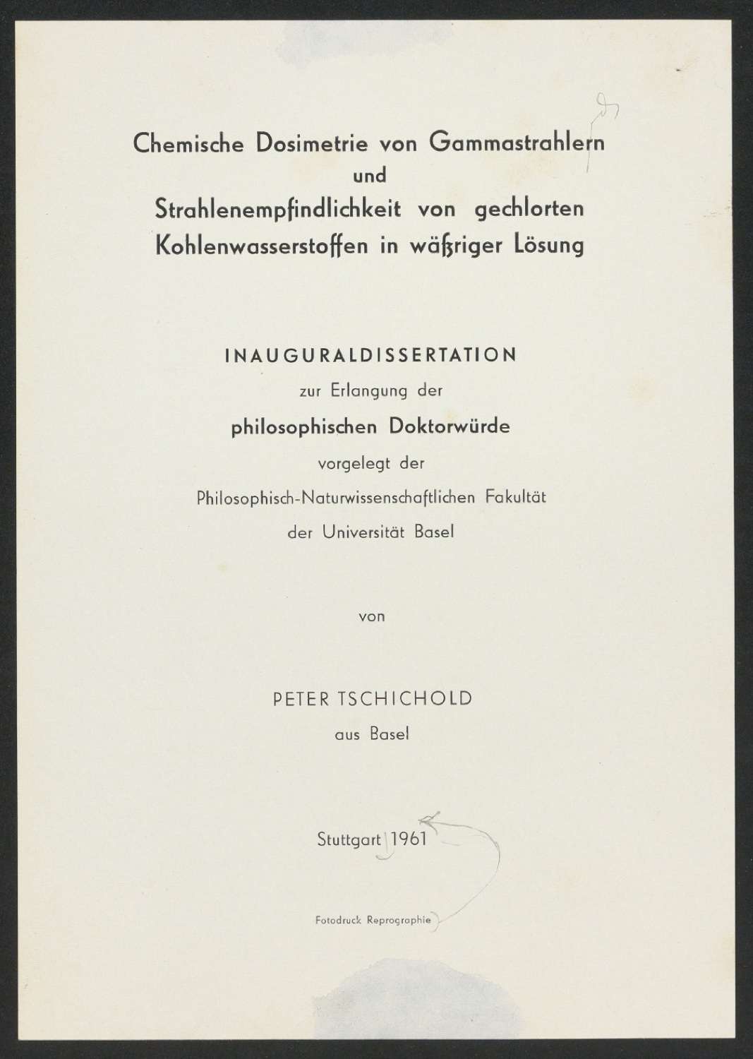 Korrekturfahnen und Probedrucke für Umschlag und Titelblatt der Dissertation von Peter Tschichold — Blatt 7