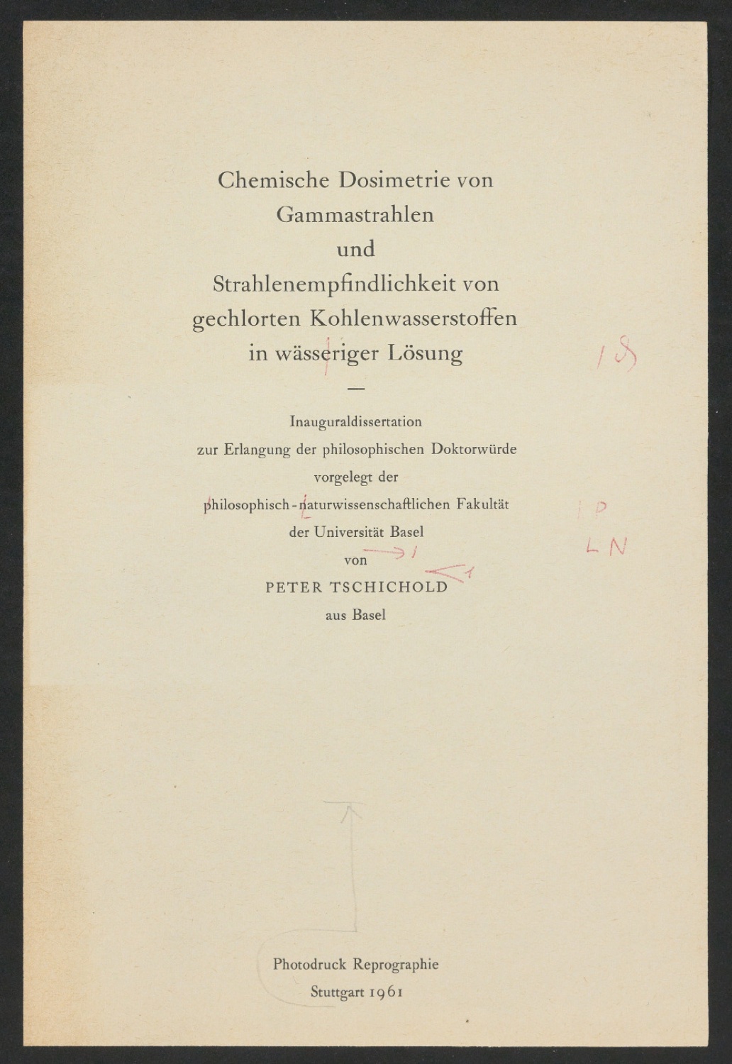 Korrekturfahnen und Probedrucke für Umschlag und Titelblatt der Dissertation von Peter Tschichold — Blatt 11