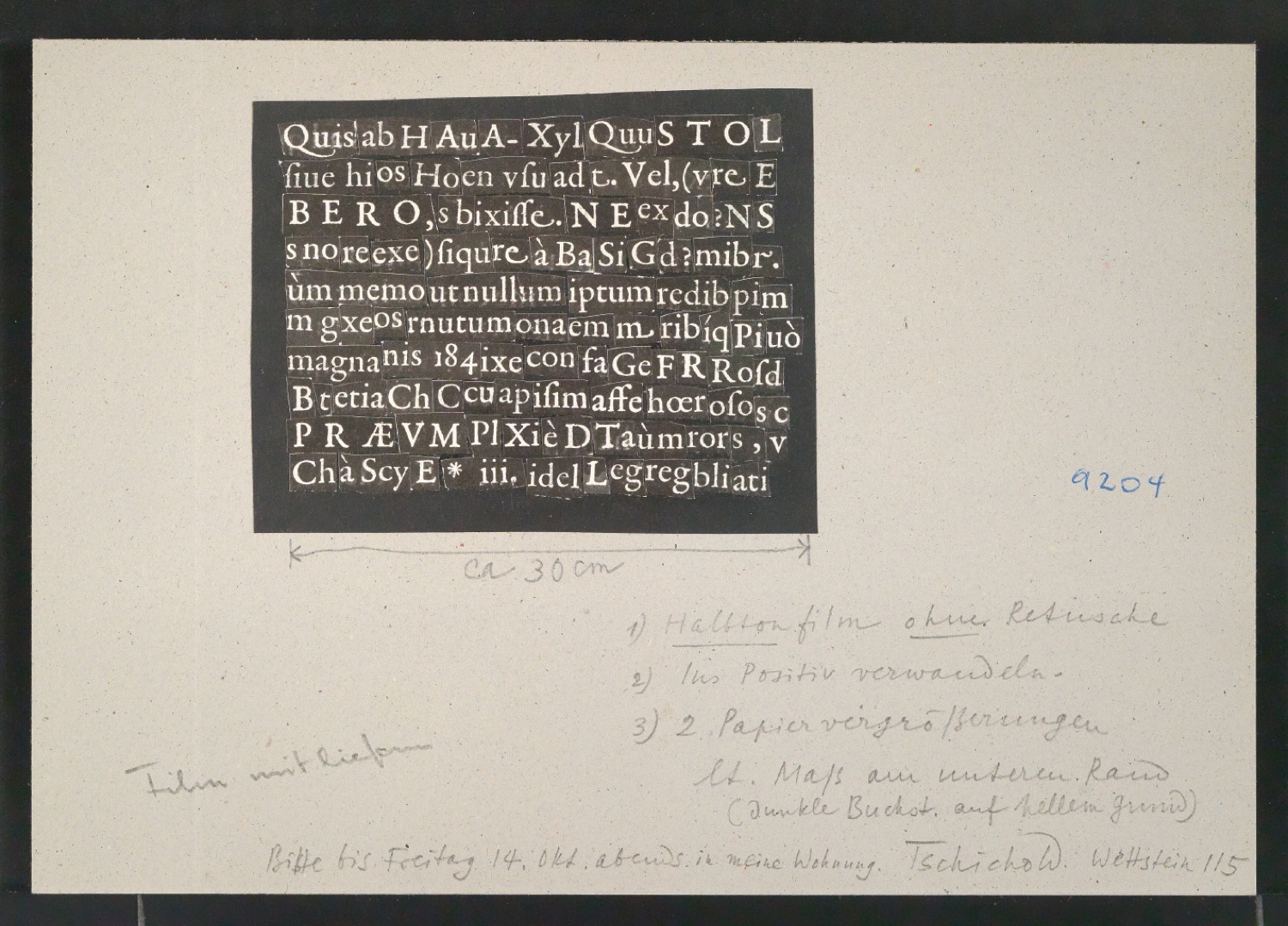 Notizen, Montierte Klischeevorlagen, Reproduktionsfotografien und Druckklischees zu Antiquaschriften — Blatt 25