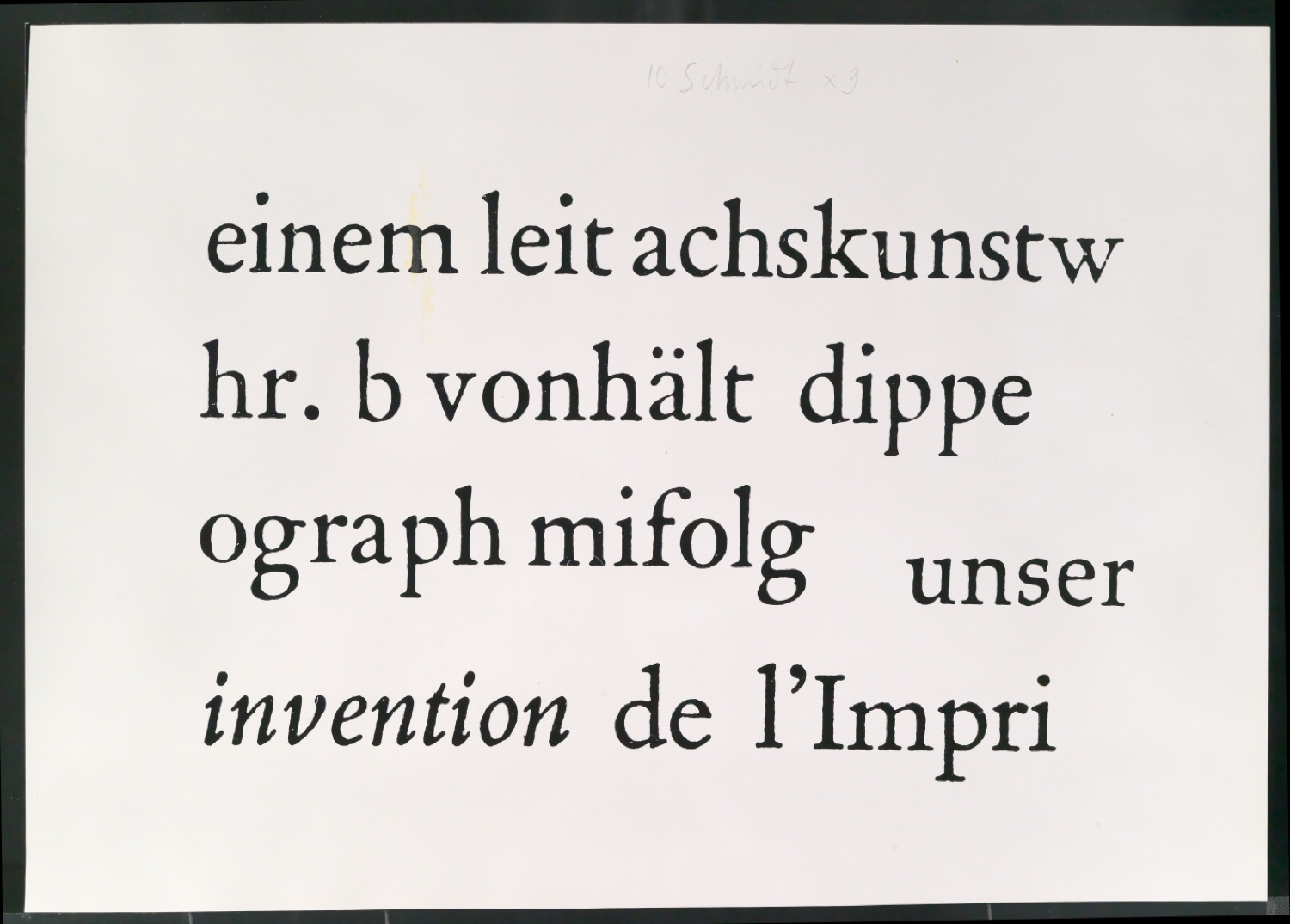 Montierte Klischeevorlage, Reproduktionsfotografien und Druckklischee zu Antiquaschriften — Blatt 5