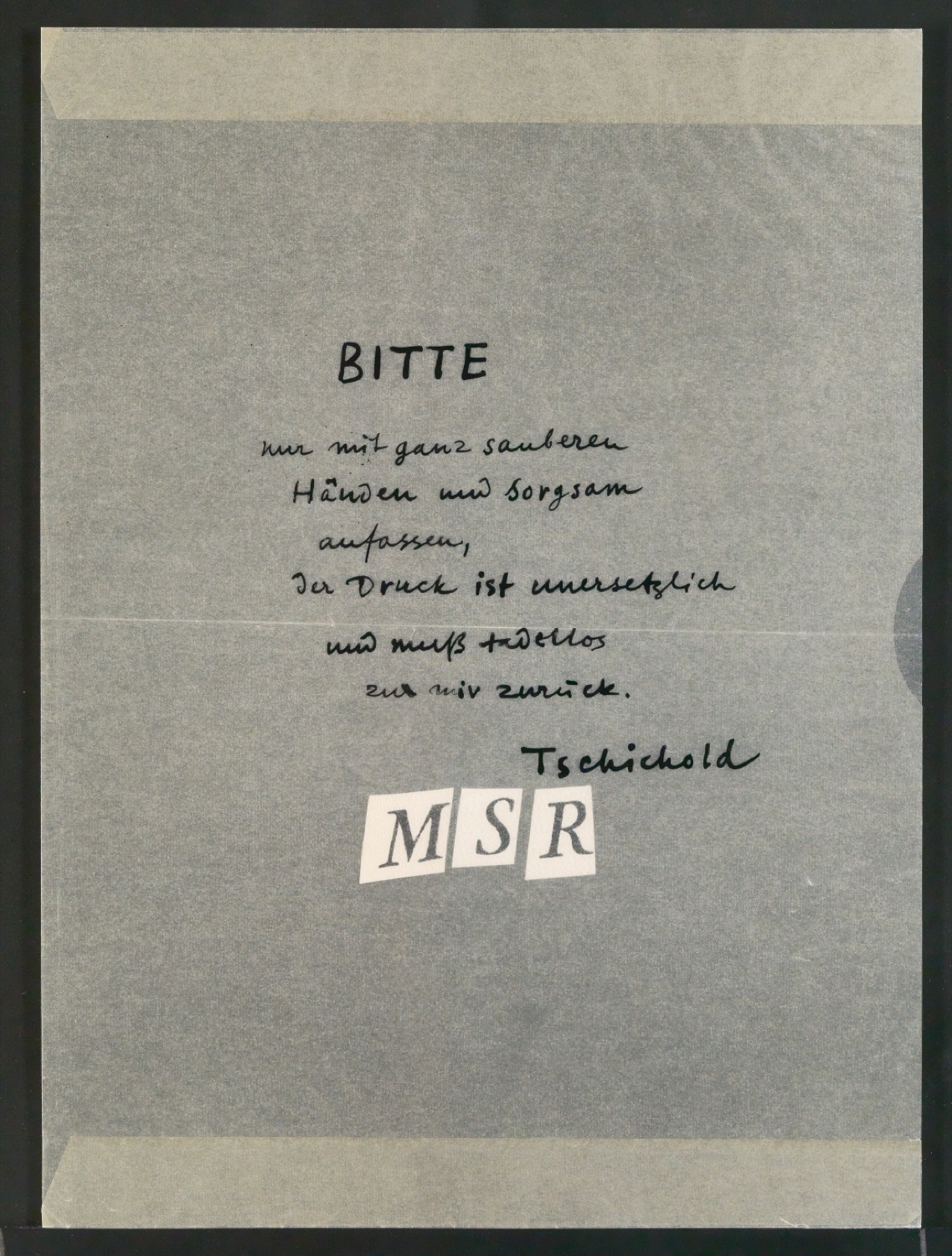 Montierte Klischeevorlage und Notizen für die Illustration einer Renaissance-Antiqua — Blatt 3