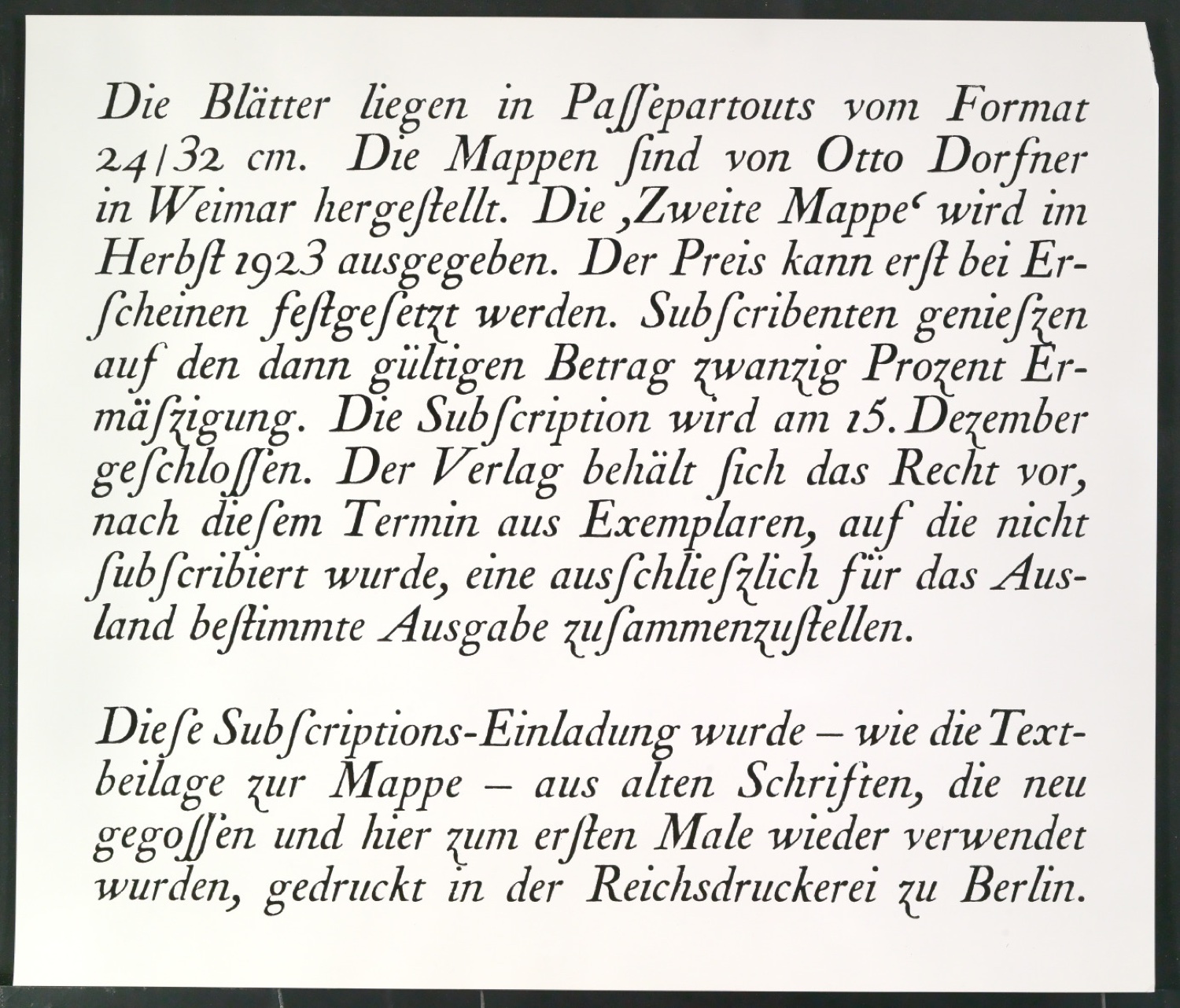 Montierte Klischeevorlage und Notizen für die Illustration einer Renaissance-Antiqua — Blatt 23