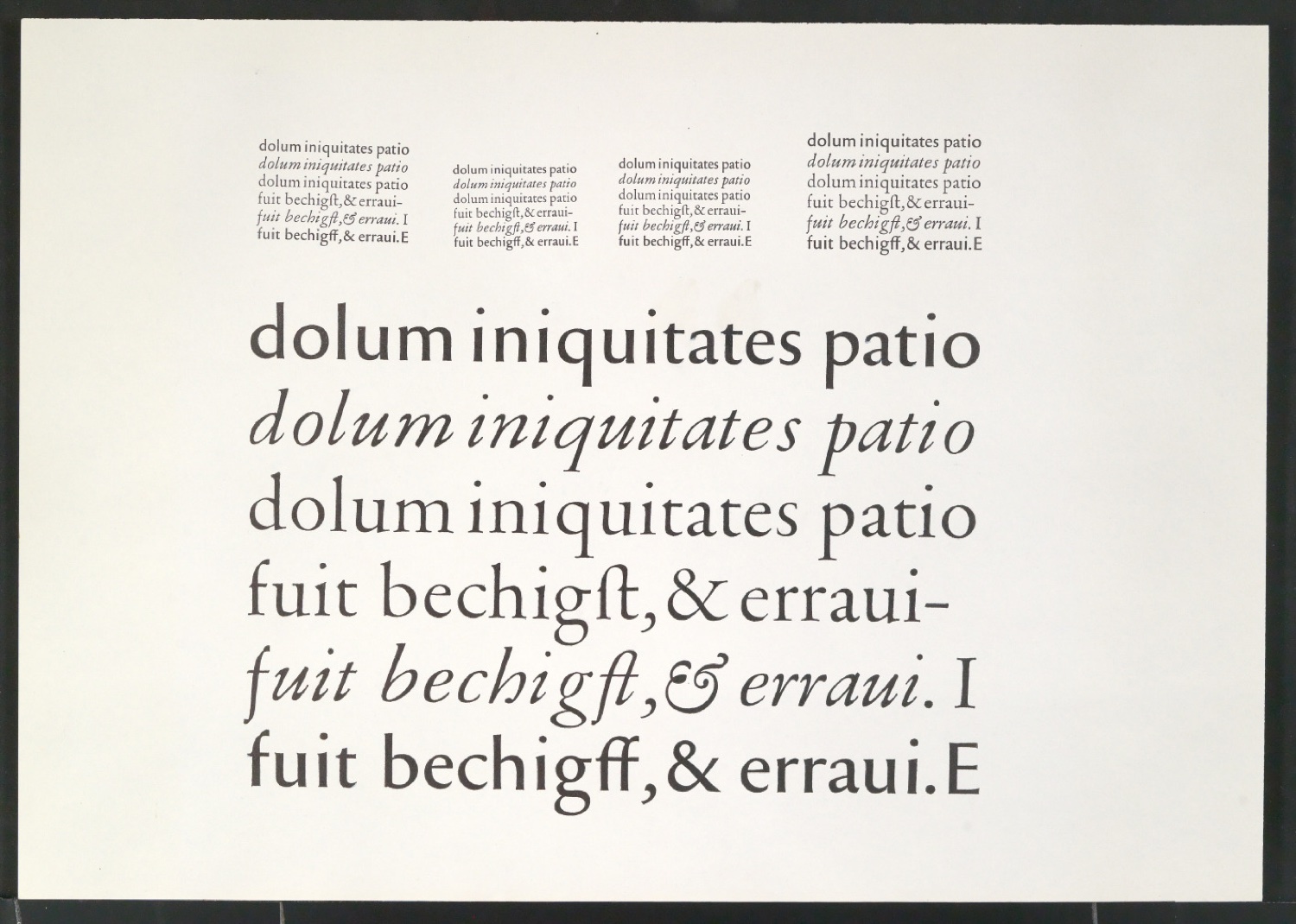 Mappe mit Transparentfolie, Probedrucken und Notizen zur Garamond — Blatt 7