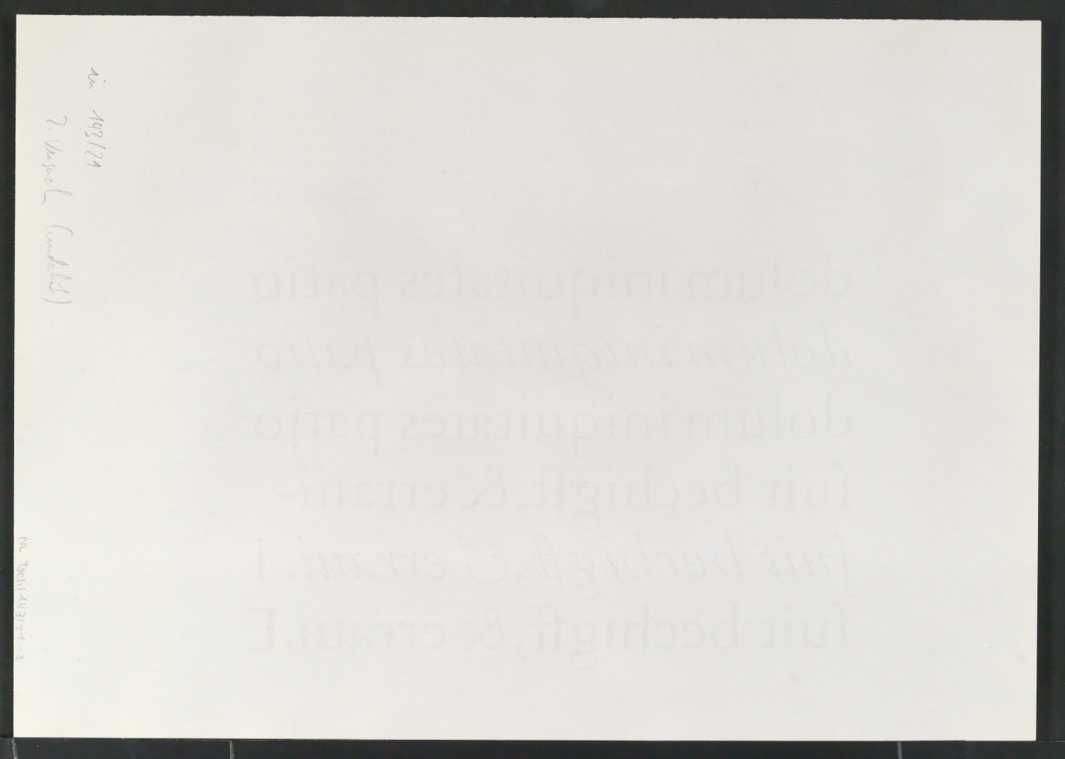 Mappe mit Transparentfolie, Probedrucken und Notizen zur Garamond — Blatt 8