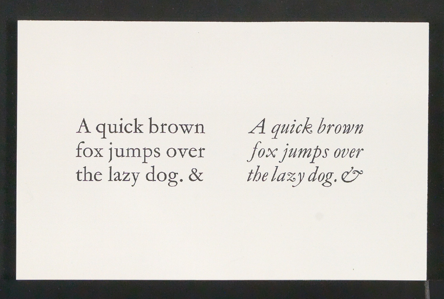 Mappe mit Transparentfolie, Probedrucken und Notizen zur Garamond — Blatt 13