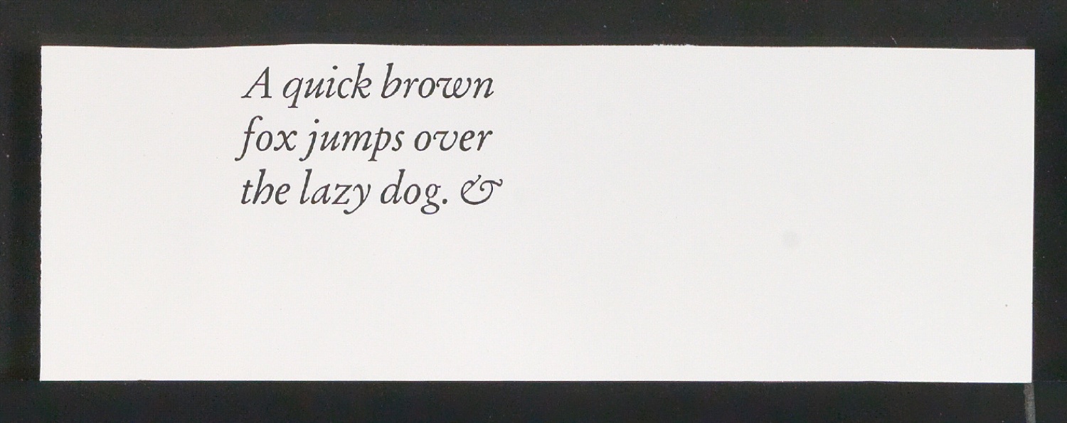 Mappe mit Transparentfolie, Probedrucken und Notizen zur Garamond — Blatt 19