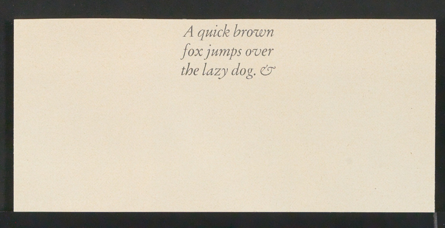 Mappe mit Transparentfolie, Probedrucken und Notizen zur Garamond — Blatt 47