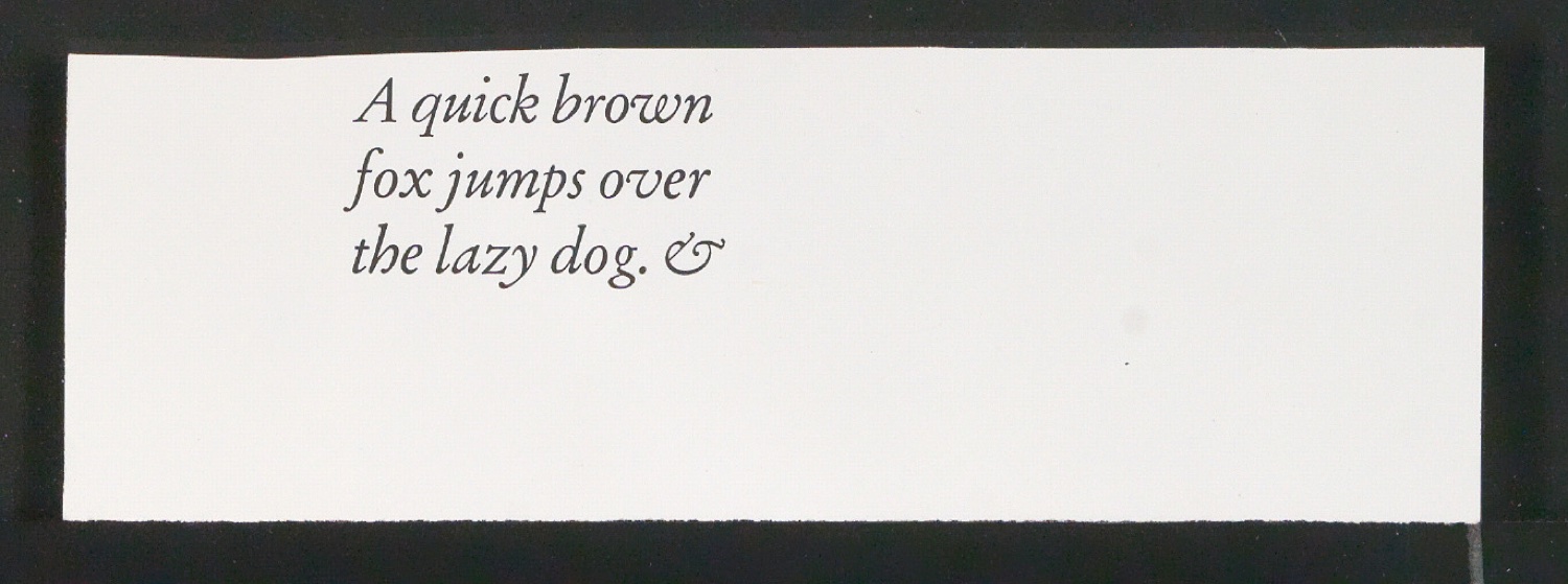 Mappe mit Transparentfolie, Probedrucken und Notizen zur Garamond — Blatt 59