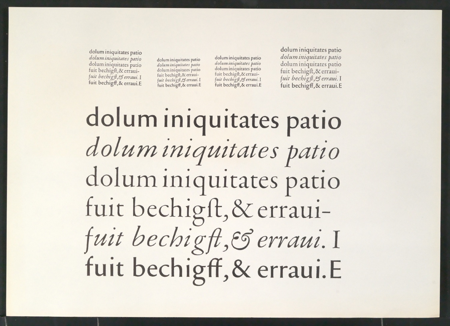 Mappe mit Transparentfolie, Probedrucken und Notizen zur Garamond — Blatt 63