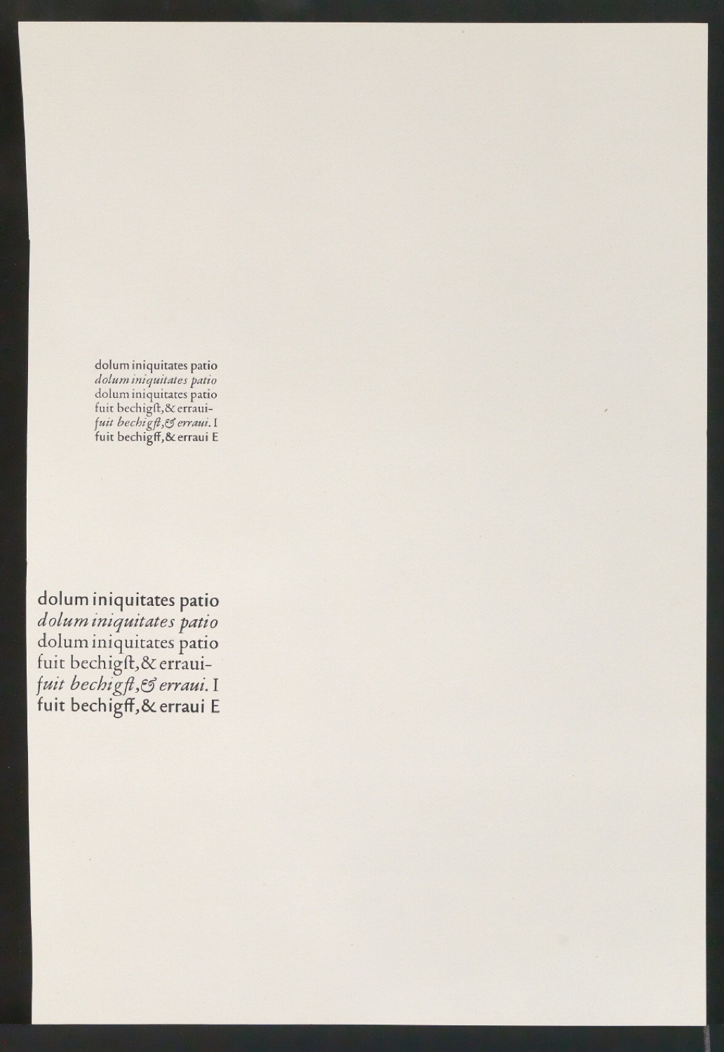 Mappe mit Notizen, Probedrucken, Klischeeabzügen zur Garamond — Blatt 15