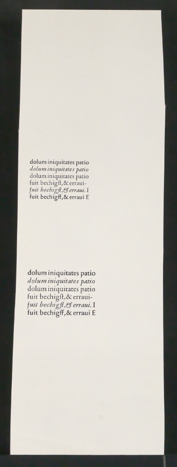 Mappe mit Notizen, Probedrucken, Klischeeabzügen zur Garamond — Blatt 17