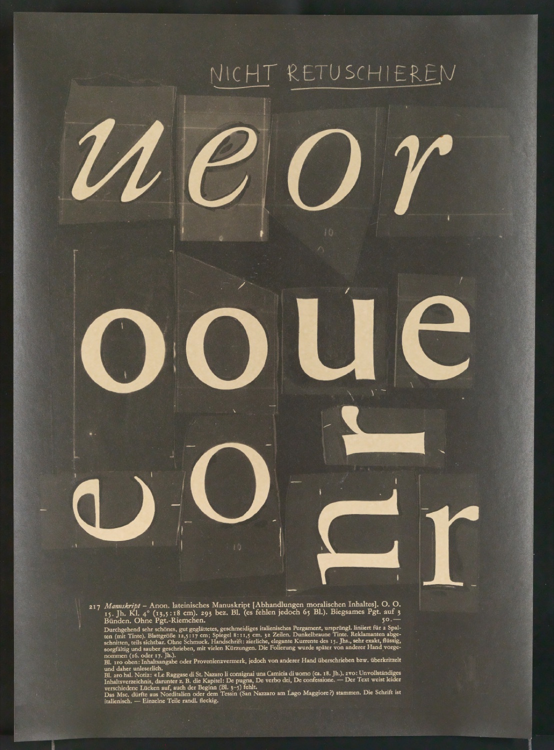 Mappe mit Notizen, Probedrucken, Klischeeabzügen zur Garamond — Blatt 83