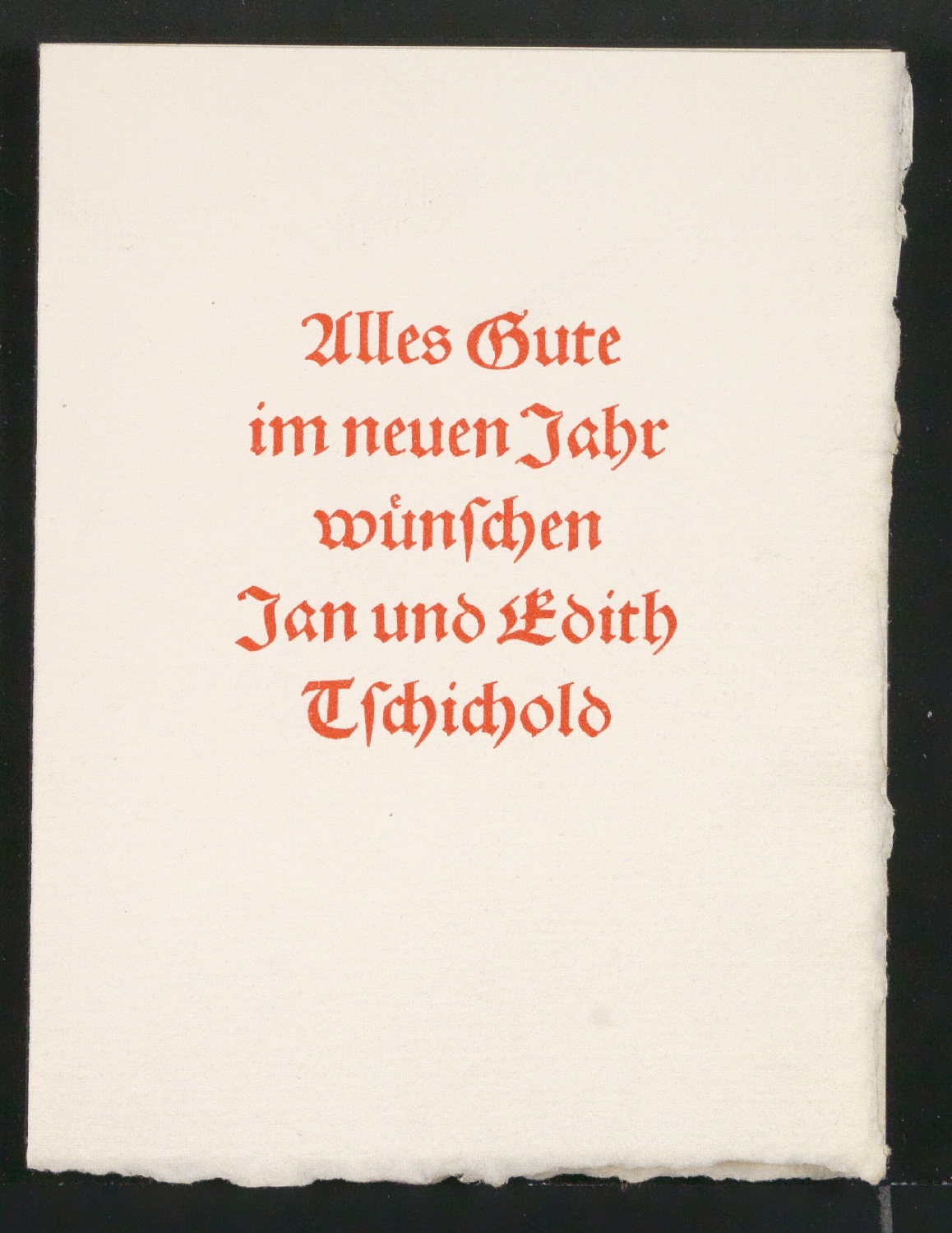 Probedrucke und Korrekturfahnen von Neujahrswunsch Alles Gute im neuen Jahr wünschen Jan und Edith Tschichold — Blatt 1