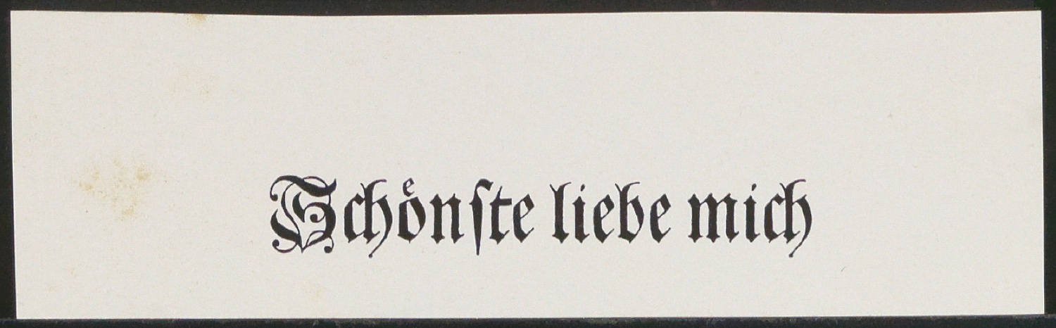 Probedrucke von Druckklischees in Briefumschlag für Schönste, liebe mich — Blatt 1