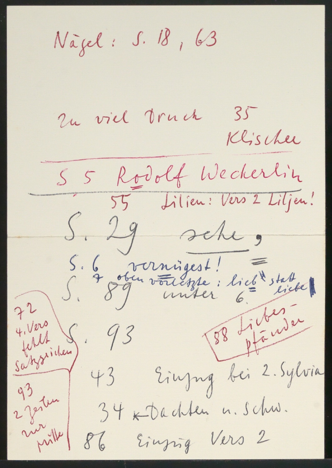 Briefumschlag mit Notizen für Schönste, liebe mich — Blatt 11