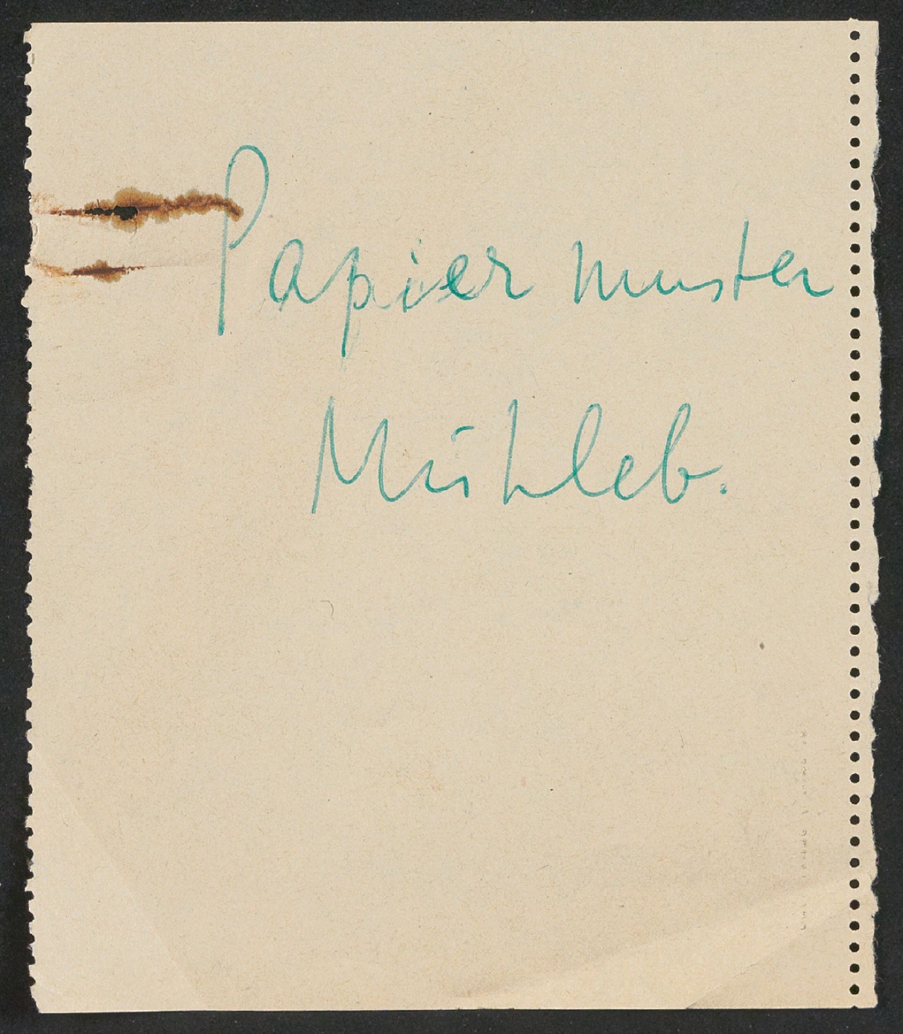 Papiermuster der Mühlebach AG für Geschäftsdrucksachen Freunde Alter Musik — Blatt 1