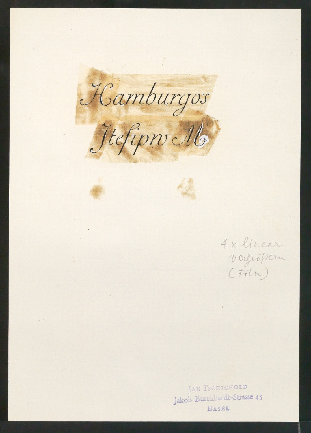 Mappe mit Schriftentwürfen Cancellaresca und Reproduktionen von Sabon Entwürfen — Blatt 43