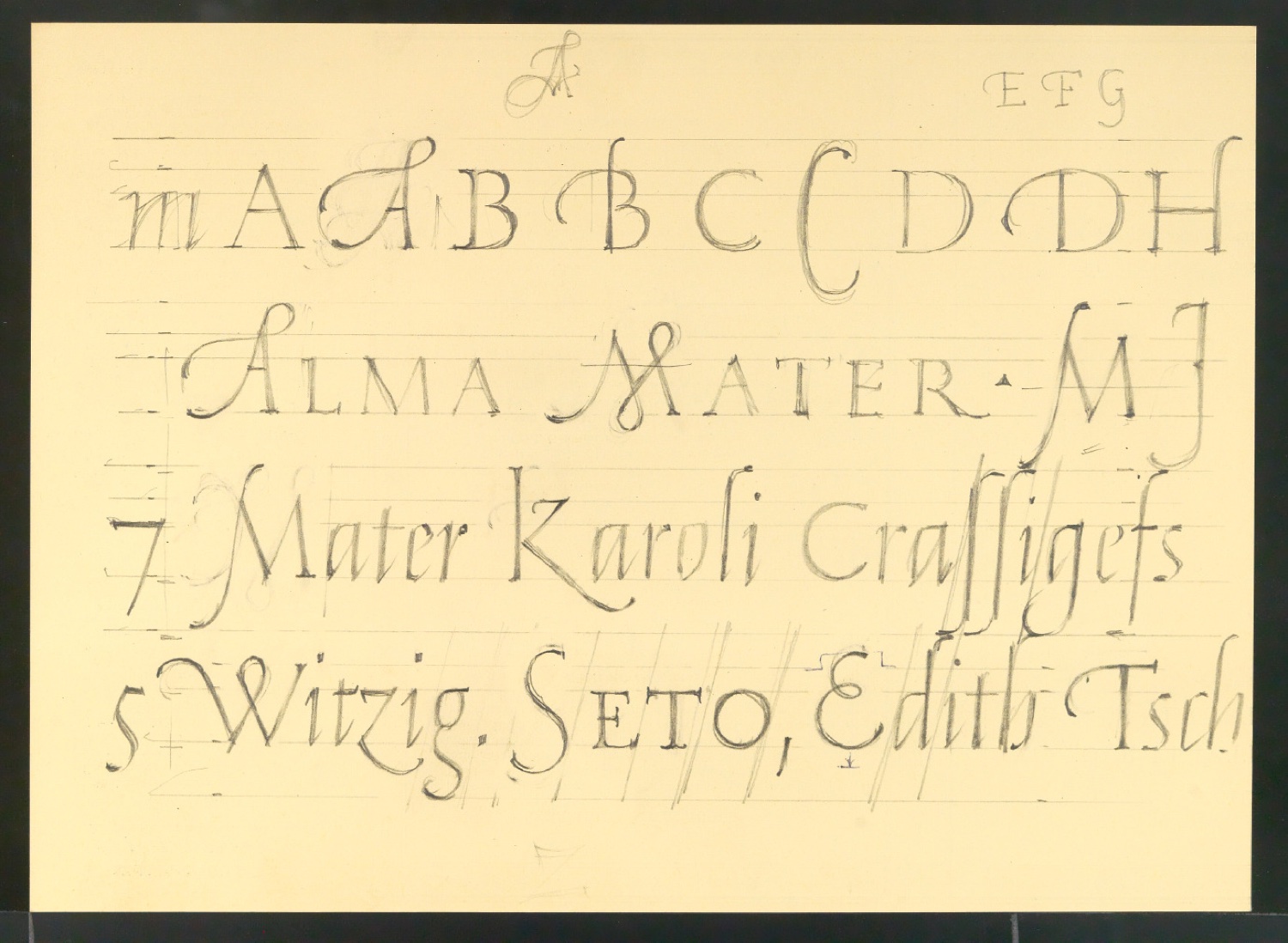 Mappe mit Schriftentwürfen Cancellaresca und Reproduktionen von Sabon Entwürfen — Blatt 49