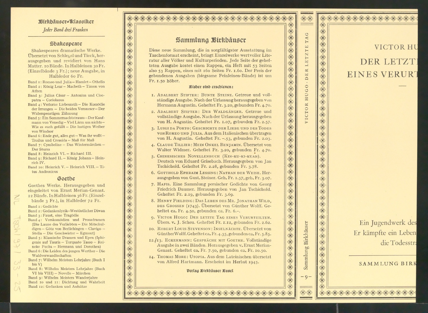 Mappe mit Schriftentwürfen Cancellaresca und Reproduktionen von Sabon Entwürfen — Blatt 52