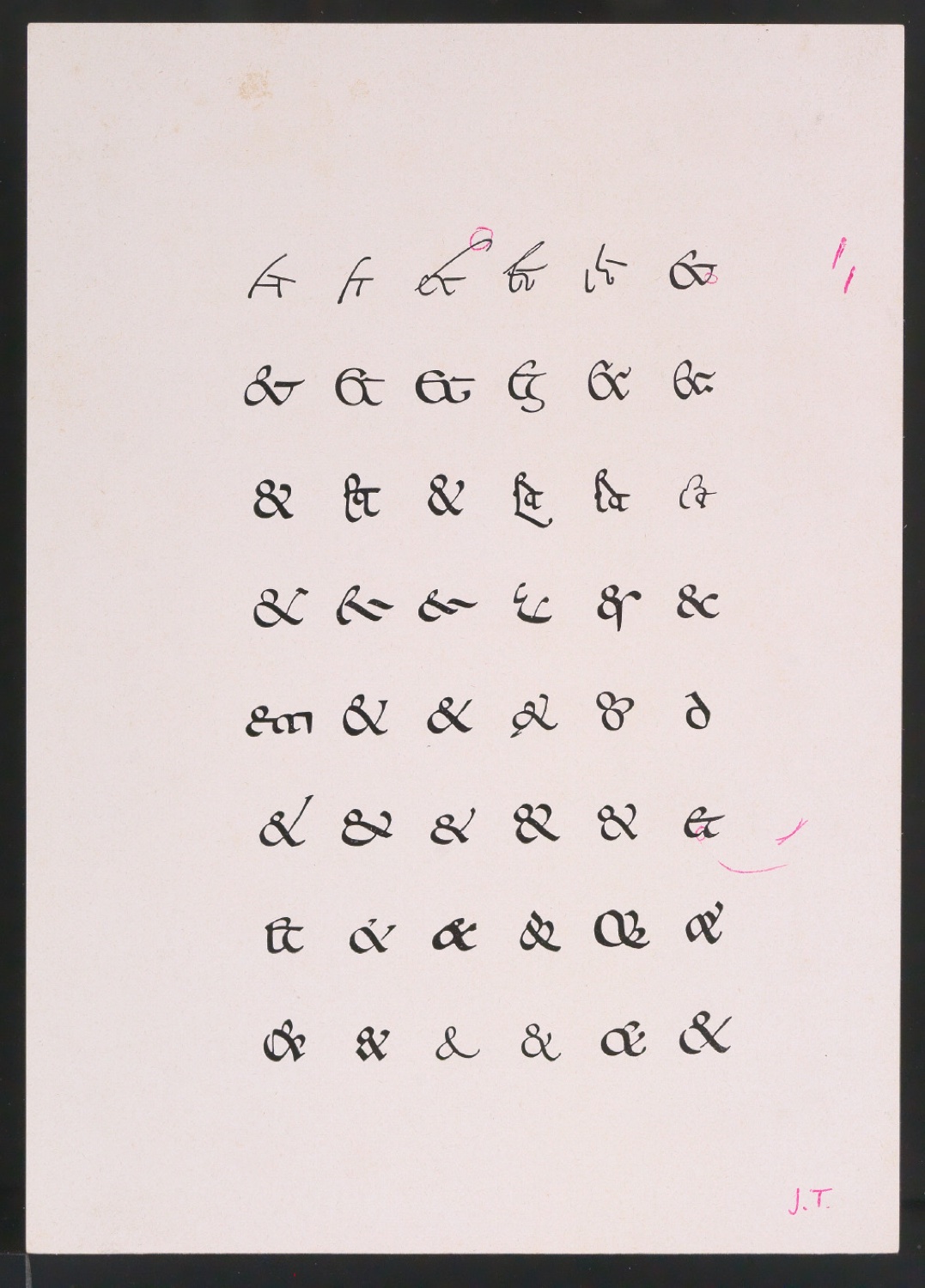 Klebeentwürfe von Illustrationen für Formenwandlung der &-Zeichen — Blatt 1