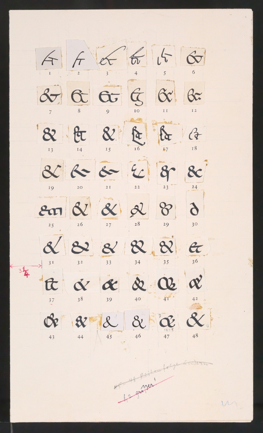 Klebeentwürfe von Illustrationen für Formenwandlung der &-Zeichen — Blatt 15