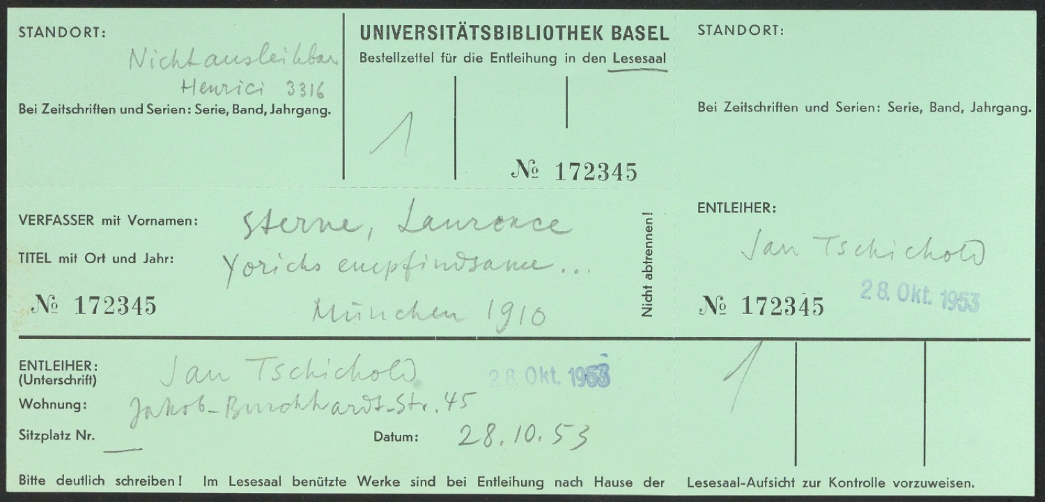 Leihscheine Universitätsbibliothek Basel — Blatt 5