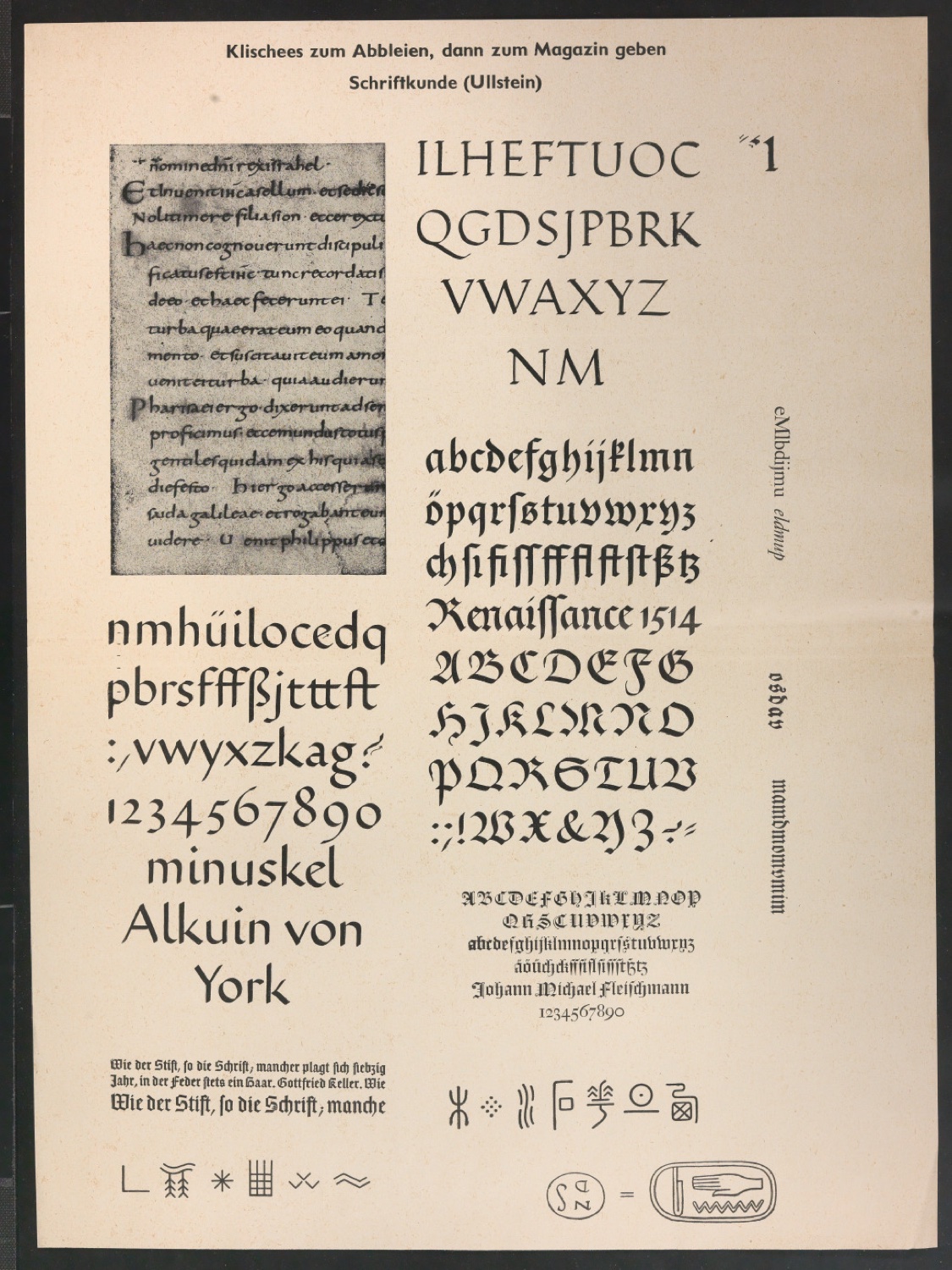Druckklischees für die Illustrationen von Schriftkunde, Schreibübungen und Skizzieren, 2. Auflage — Blatt 121