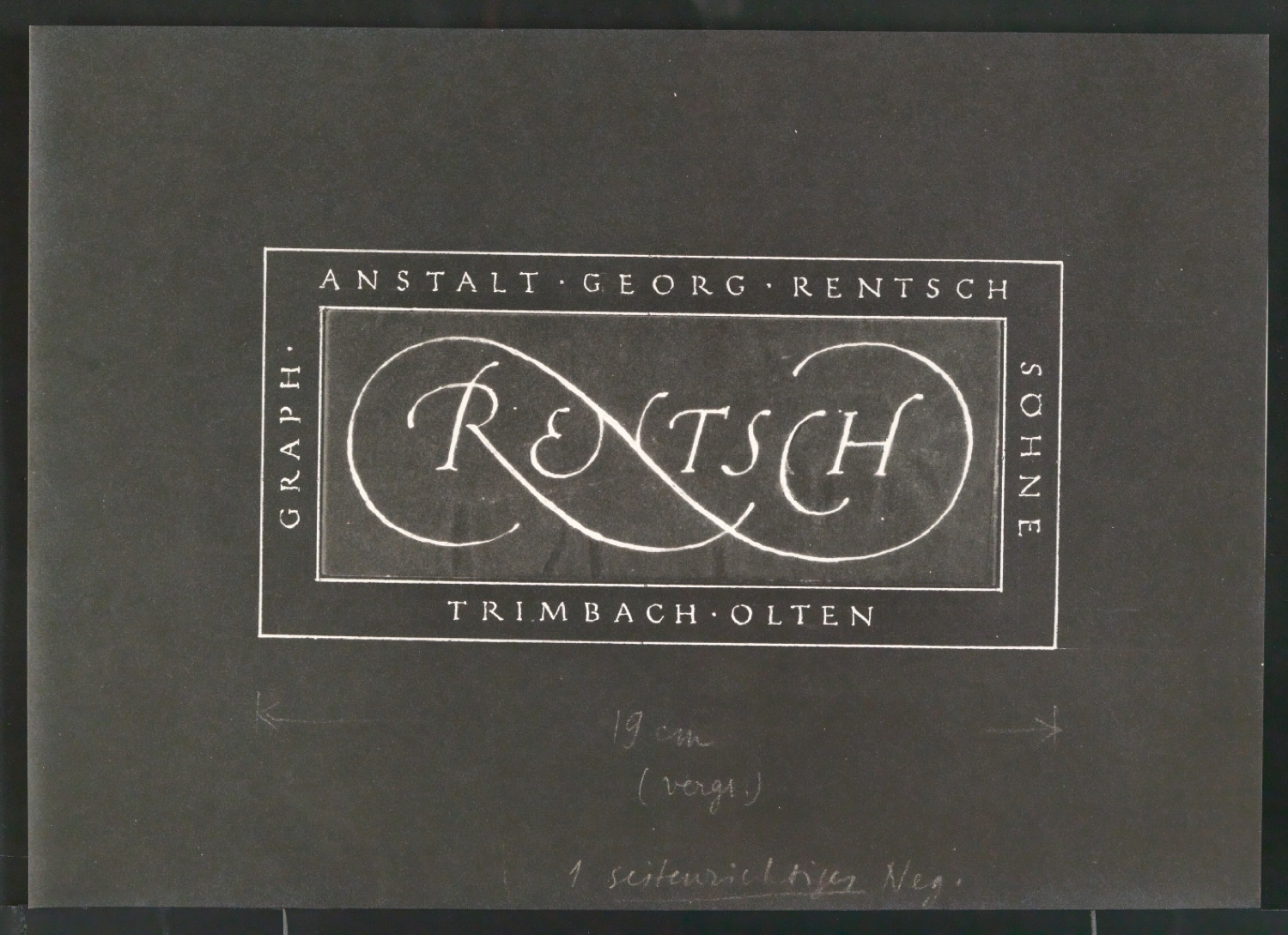 Entwurfszeichnungen, Fotokopien und Reproduktionen von Signet für Georg-Rentsch-Söhne [1950] — Blatt 3