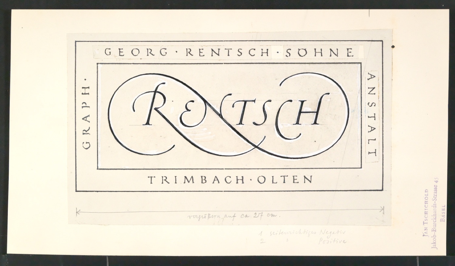 Entwurfszeichnungen, Fotokopien und Reproduktionen von Signet für Georg-Rentsch-Söhne [1950] — Blatt 17