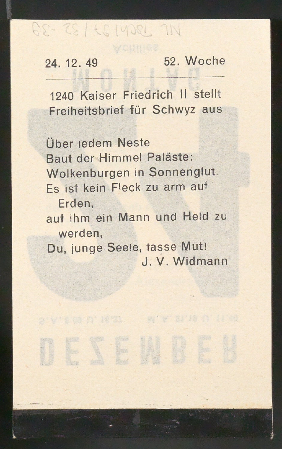 Mappe mit Vorarbeiten, Entwurfszeichnungen und Probedrucken zu Kalenderziffern — Blatt 78