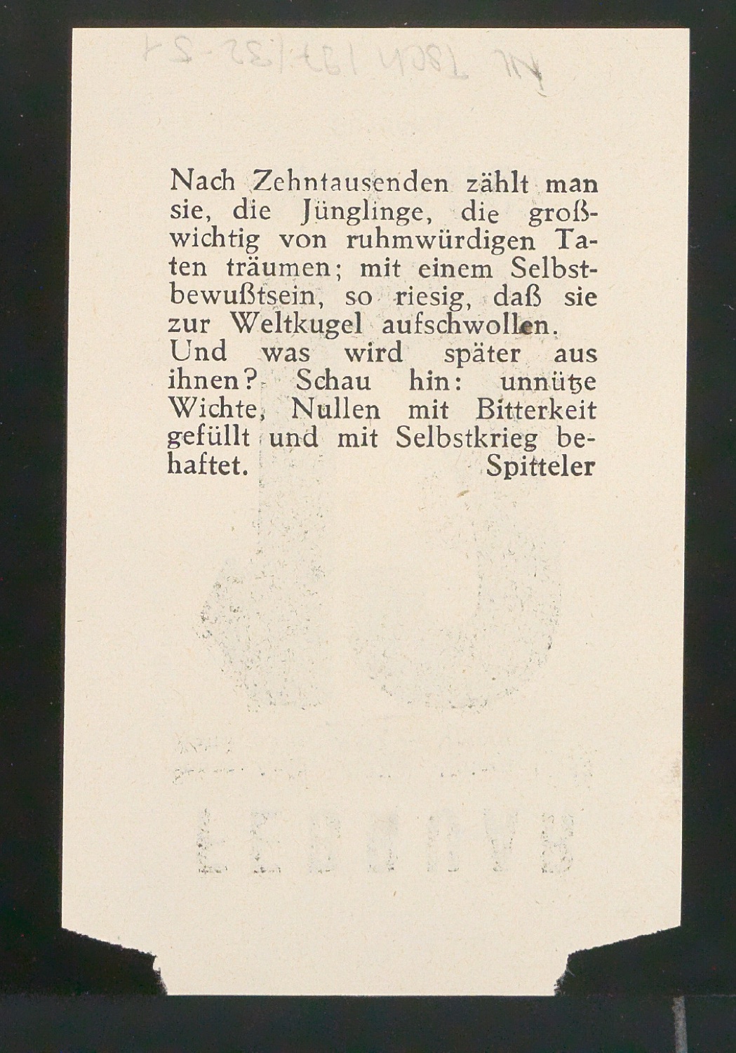 Mappe mit Vorarbeiten, Entwurfszeichnungen und Probedrucken zu Kalenderziffern — Blatt 102